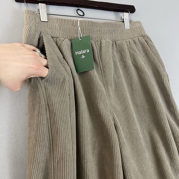 Halara Womens Pants Beige Small Petite Corduroy Wide Leg Baggy Casual Lounge NWT - Picture 4 of 7